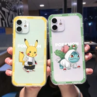 cute pokemon pikachu phone case for apple iphone 14 13 12 11 mini xs xr x pro max 8 7 6s 6 5s se plus transparent funda cover