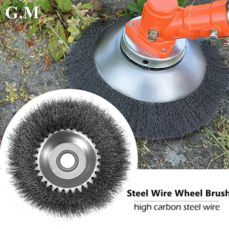 6/8 Inch Trimmer Head Thin Steel Wire Brush Weeding Plate for Lawn Mower Garden Weed Brush Cutter Tools Derusting Weeding Wheel