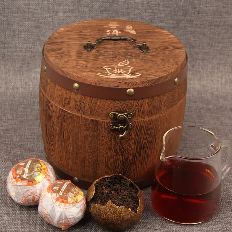 

The Oldest pu'er China Yunnan Mandarin Tangerine pu'er Tea 420g /Wooden Barrel for Health Care Weight Lose No teapot