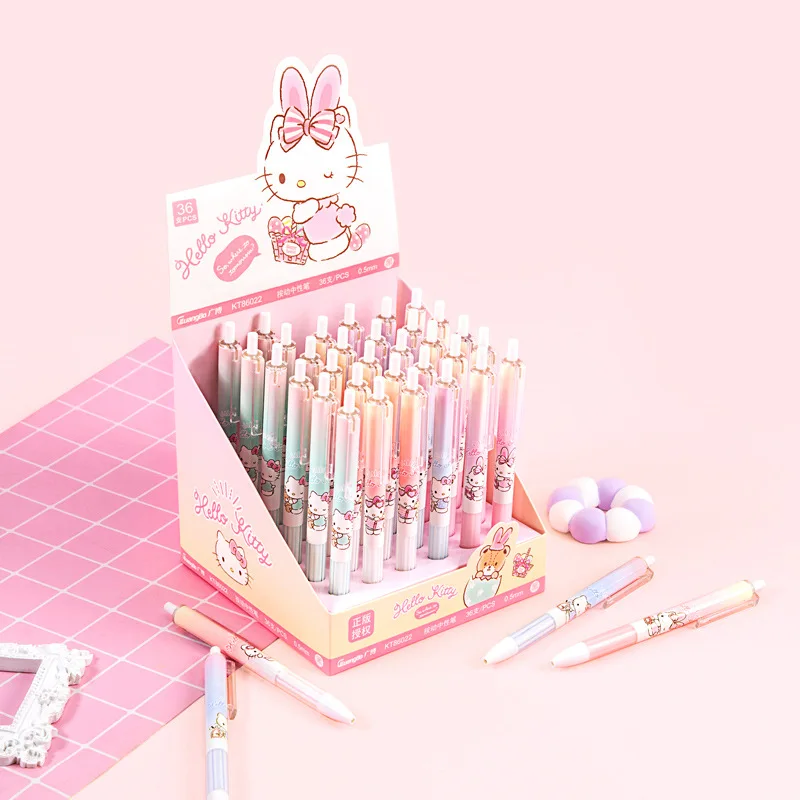 Канцтовары Sanrio Черная гелевая ручка Hello Kitty аксессуары Cinnamoroll мультяшный пресс
