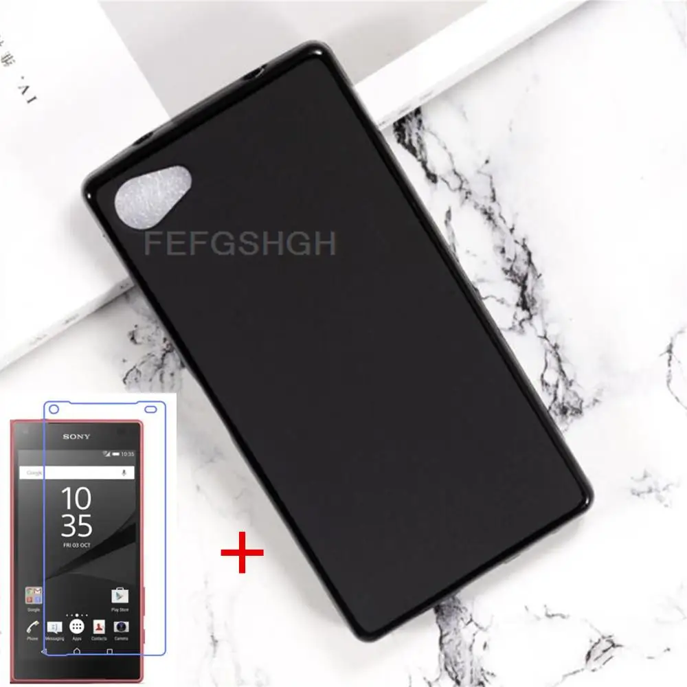 Anti-knock Soft TPU Phone Case For Sony Xperia Z5 Compact Z5 Mini E5823 Silicone Caso Cover Bumper Tempered Glass