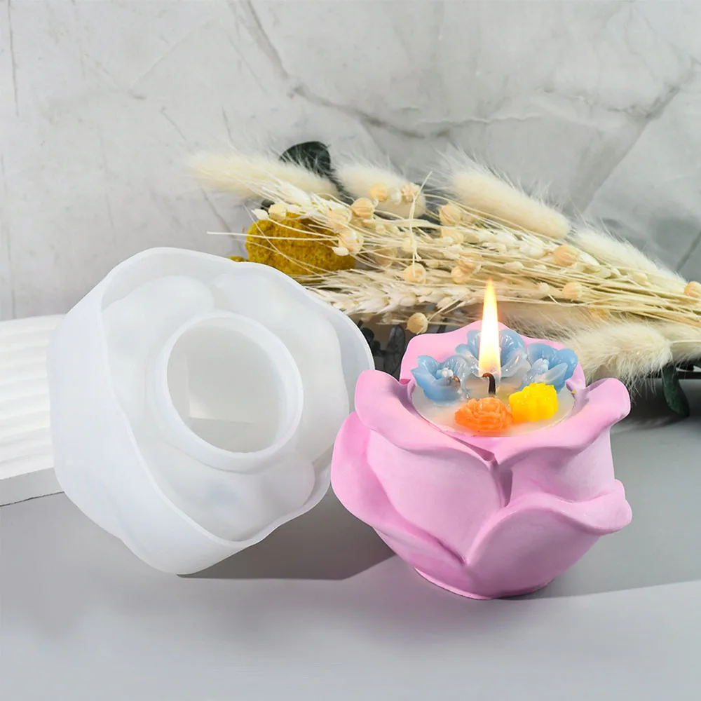 Подсвечник в виде Розы силиконовая форма для Ароматических Свечей основание