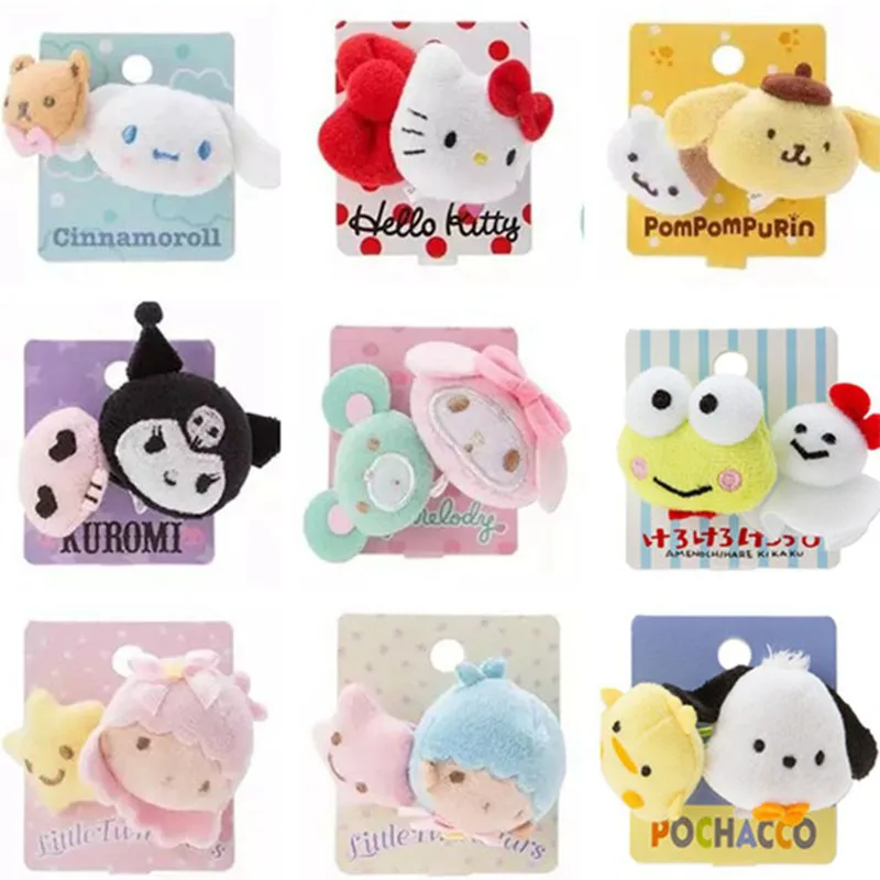 

Sanrio Kawaii Anime Hello Kitty Kuromi Plush Doll Hair Rope Cute Cartoon My Melody Cinnamoroll Hair Accessories Band Kids Toys