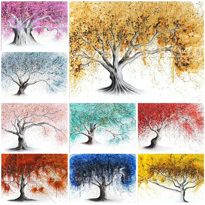 

Landscape 5D Diamond Painting Red Maple Jacaranda Full Diamond Mosaic Diamond Embroidery Kit DIY Rhinestone Home Art Decoration