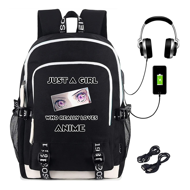 

Demon Slayer Backpack with USB Charging Port I Love Anime Nezuko Cosplay Bookbag Laptop Bag School Mochila