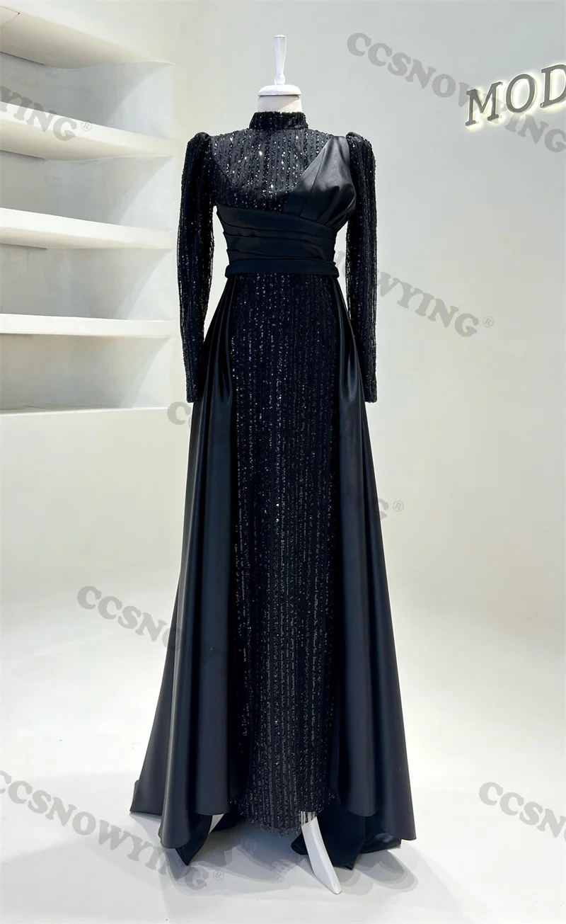 Роскошные блестящие вечерние платья с длинным рукавом официальный женский