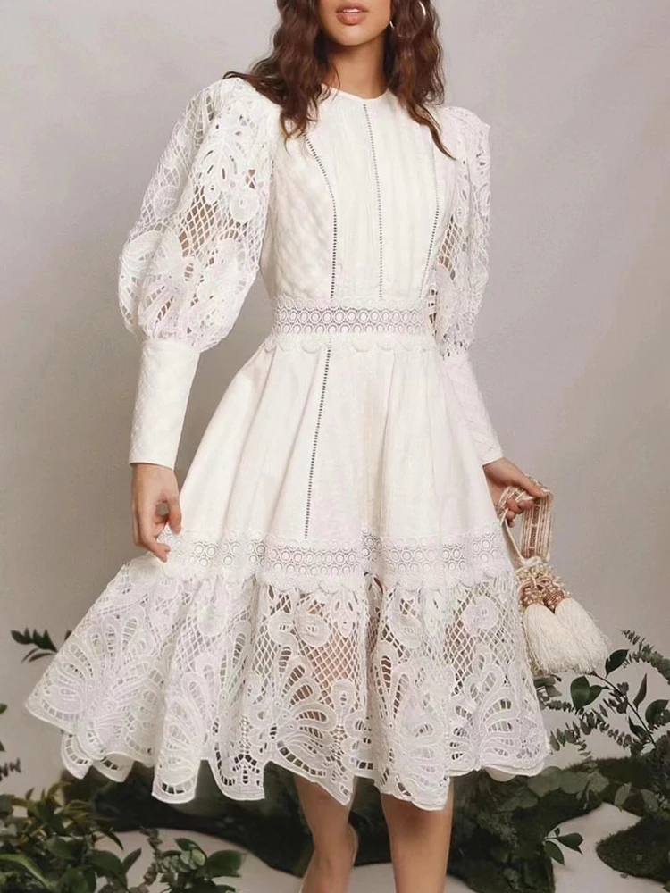 

Женское платье-миди с рукавами-фонариками, весна-лето 2023