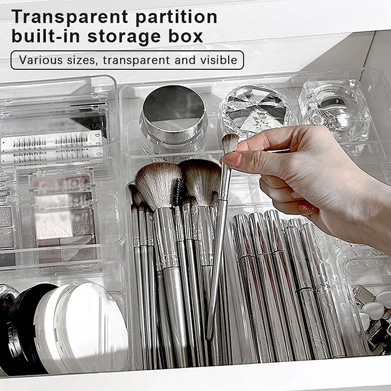 Прозрачная коробка для хранения косметических кистей макияжа
