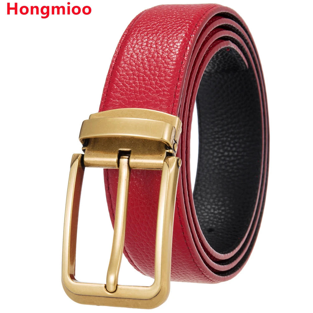 Men Belt Top Cow Genuine Leather Plaid Jeans Pin Buckle High Quality Classic Luxury Gift Formal Ceinture Homme