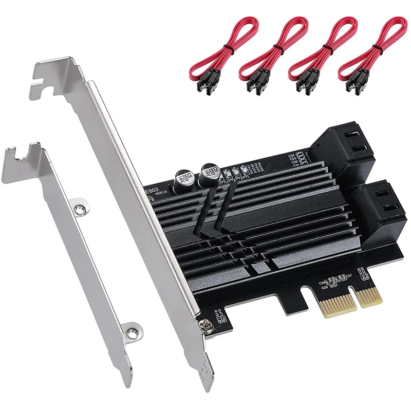 

Pcie SATA Card 4 Ports 1X, PCI Express SATA 3.0 Controller Expansion Card 6 Gbps, SATA 3.0 Pcie Card With 4 SATA Cables