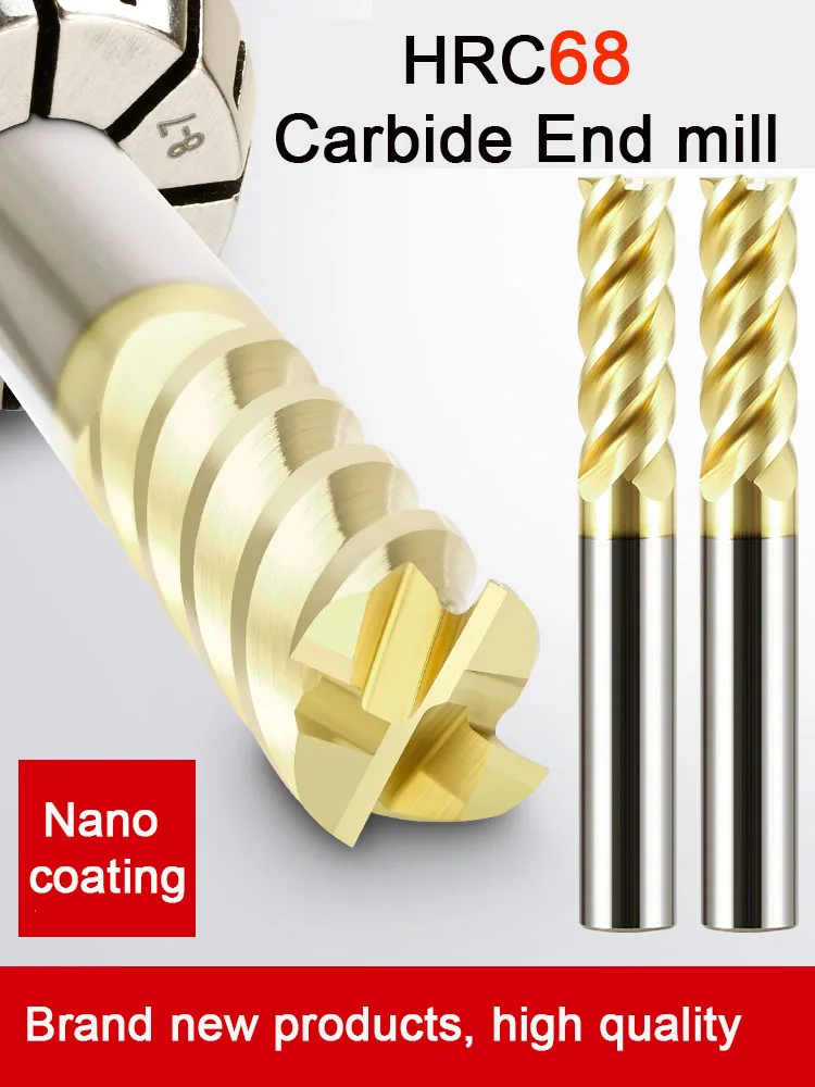4 flauti HRC68 fresa in metallo duro lega fresa in acciaio al tungsteno frese utensili da taglio CNC per acciaio inossidabile acciaio al titanio