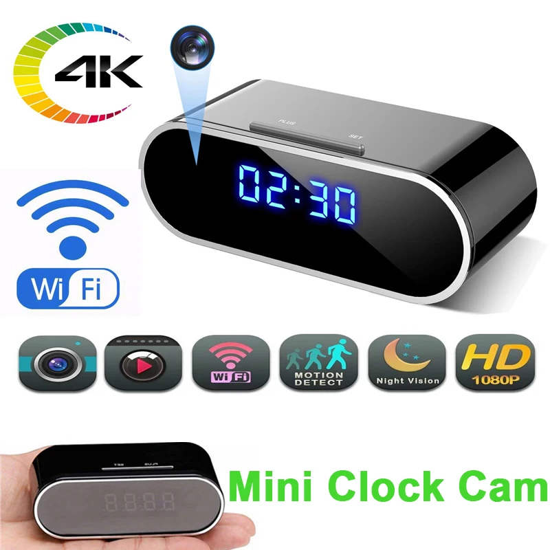 

HD 4K Mini WIFI Camera P2P/APNight Vision Motion Detect Camcorder Security Remote Control Video Micro Clock Cam