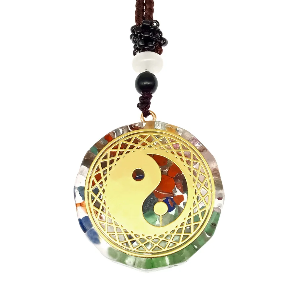 

Meditation Balance Necklace CHAKELA Orgonite Reiki Energy Generator Orgone Amulet Pendants 7 Chakra Pendant Necklace Jewelry