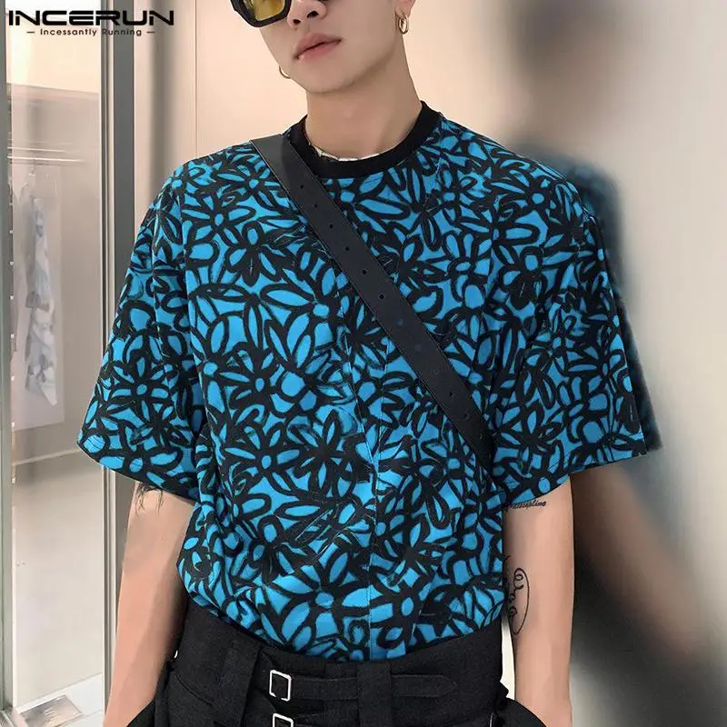 

Стильные хорошо облегающие Топы INCERNN, мужские футболки с круглым вырезом и коротким рукавом, повседневные однотонные, горячая Распродажа, п...