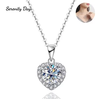 serenity day 1ct moissanite necklace s925 sterling silver inlaid d color diamond love pendant jewelry for women wedding gift