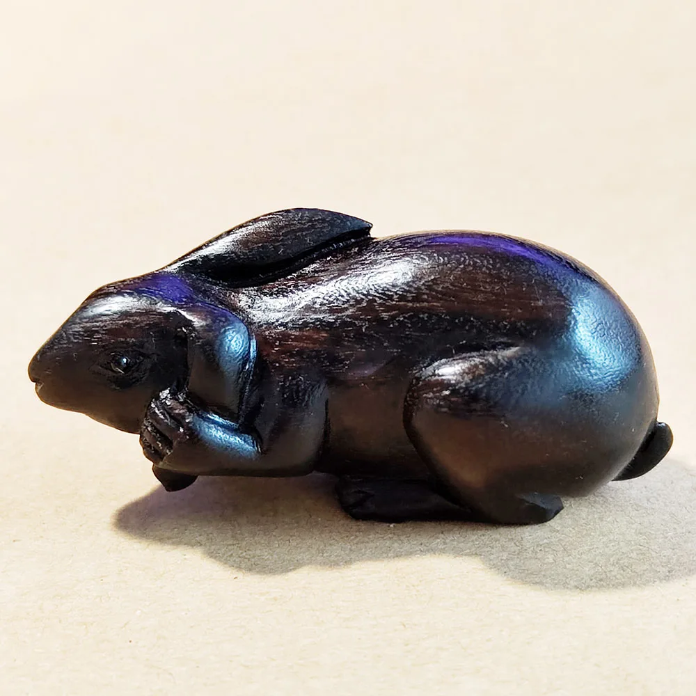 

Y8388 - 20 лет, 2 дюйма, ручная резка, японский кролик Netsuke из черного дерева