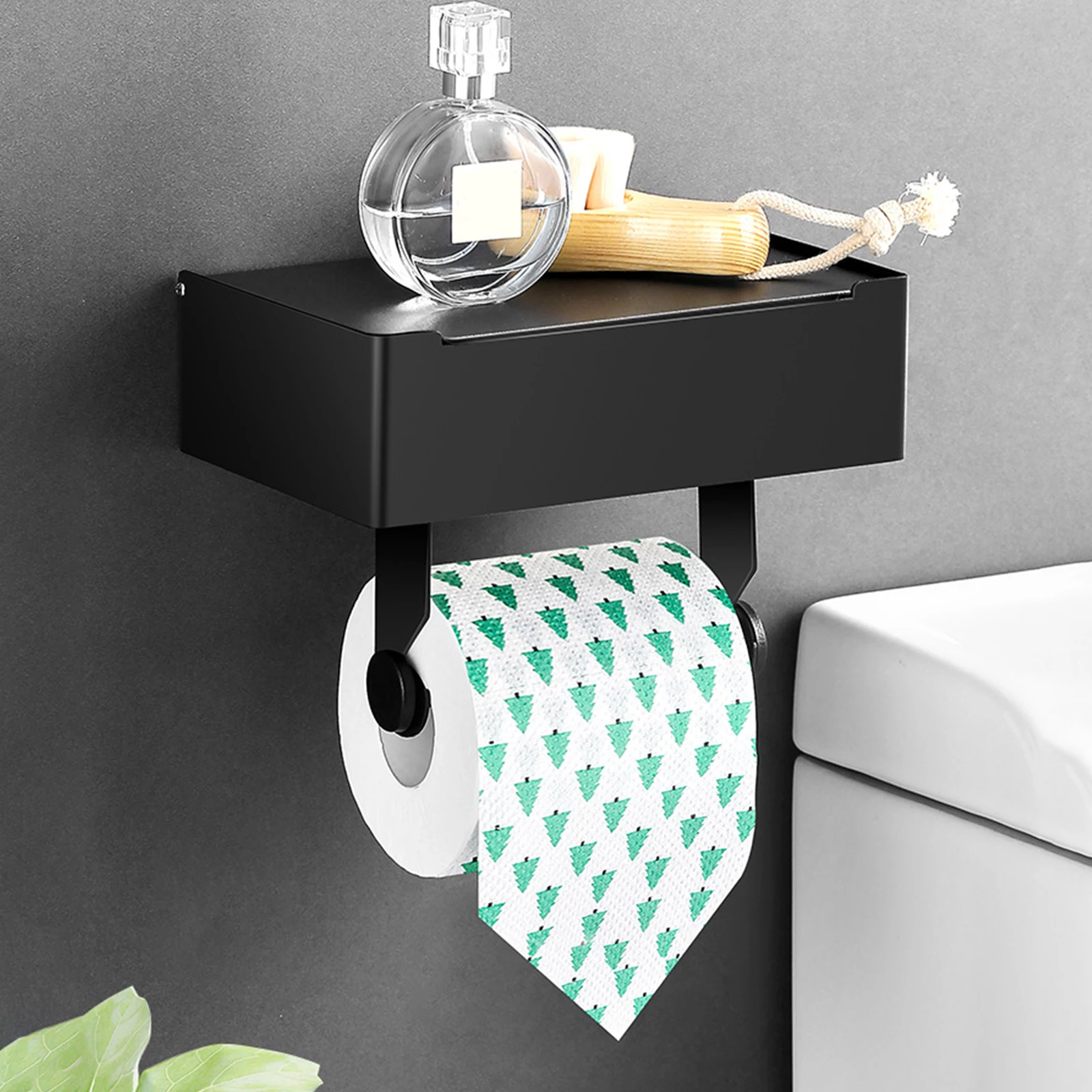 

Toilet Paper Holder with Shelf Wipe Dispenser Storage Stainless Steel Paper Racks for Household Kitchen Bathroom