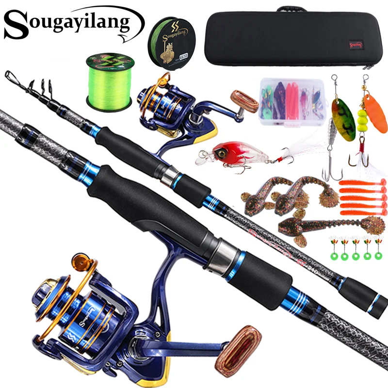 

Sougayilang 1.8m 2.1M 2.4m Ultra Light Carbon Fiber Spinnning Rod and 12+1BB 5.2:1 Fishing Reel Spinning Fishing Rod Reel Combo