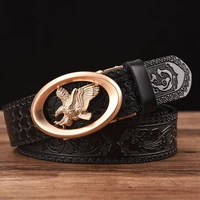 mens leather ratchet dress belt with automatic buckle leather belts for men length105 130cm width3 5cm male waistband