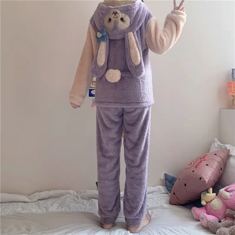 

Осенне-зимняя новая свободная бархатная пижама из кораллового бархата, простая, милая и милая, универсальная модная домашняя одежда