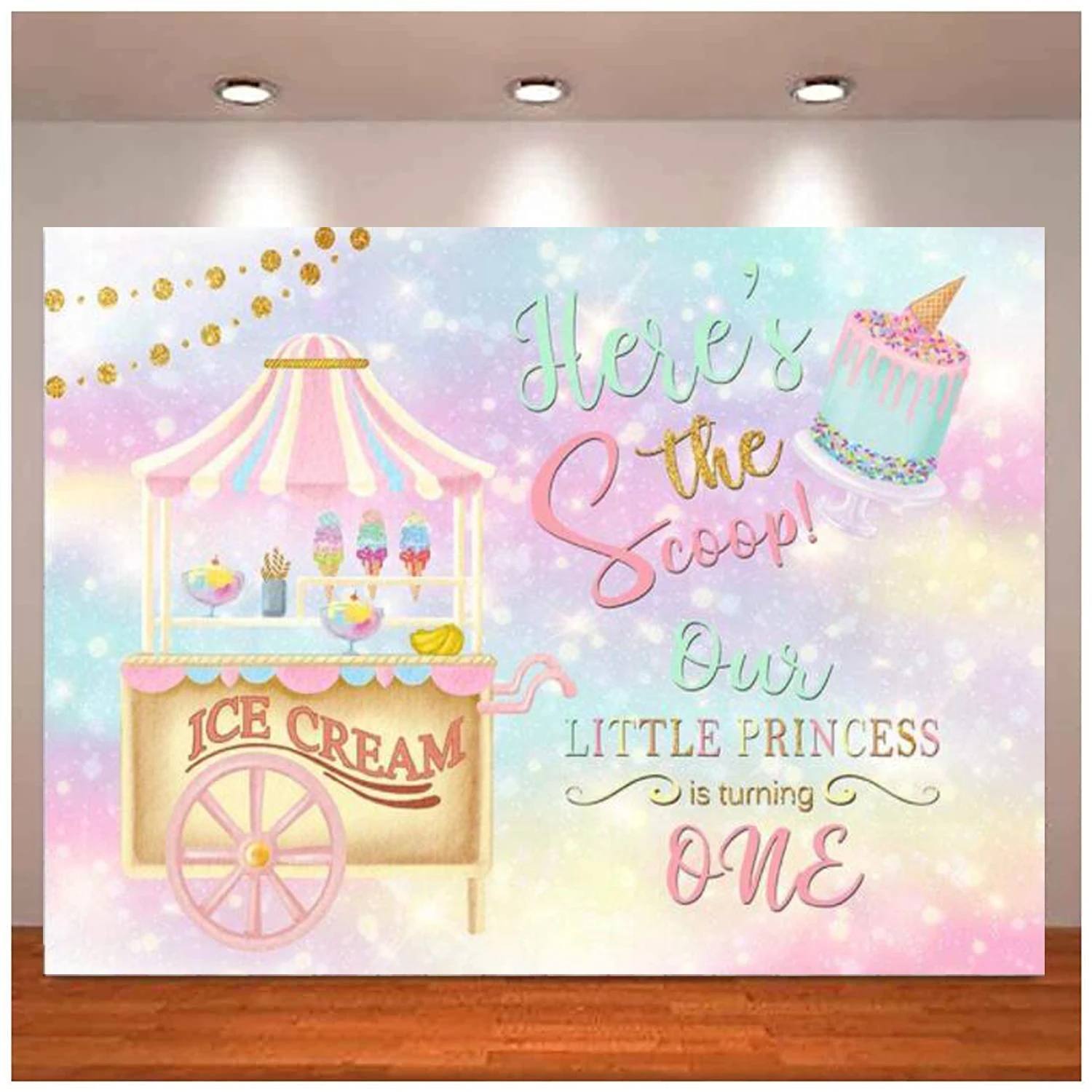 

Фон для фотосъемвечерние с изображением мороженого на 1-й день рождения, Блестящий Фон с изображением радуги, десерта, прицепа, товары для декора магазина, фон принцессы для девочек