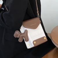 contrasting design chain pu leather crossbody bags women branded shoulder handbags female travel handbag