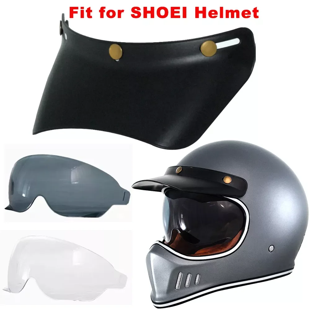 

NEW2023 Retro Motorcycle Helmet Brim & Lens Visor Shield Goggles Glasses Sunblock Shade Open Face Moto Helmet Anti UV 3 Snap