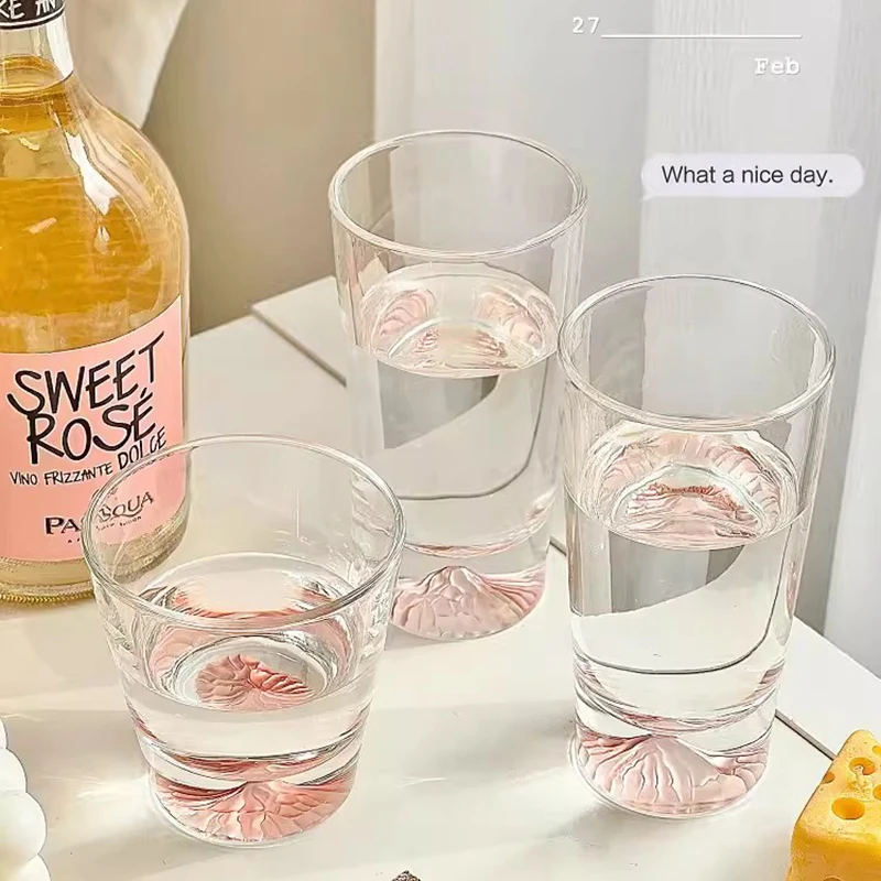 Красивые стеклянные чашки Fuji 250/350 мл необычная стеклянная чашка для чая холодный