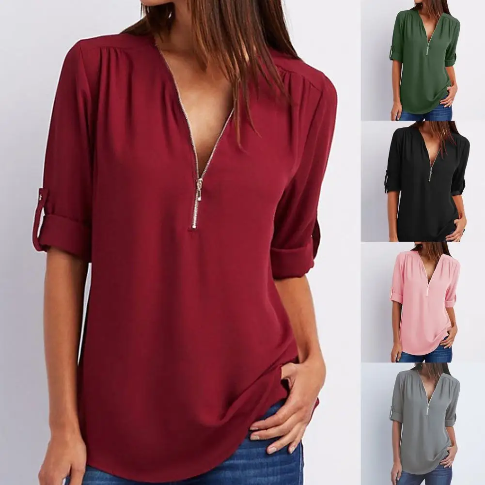

Simple Stylish Elegant Loose-fitting Basic Shirt Ladies Women Top All Match for Party