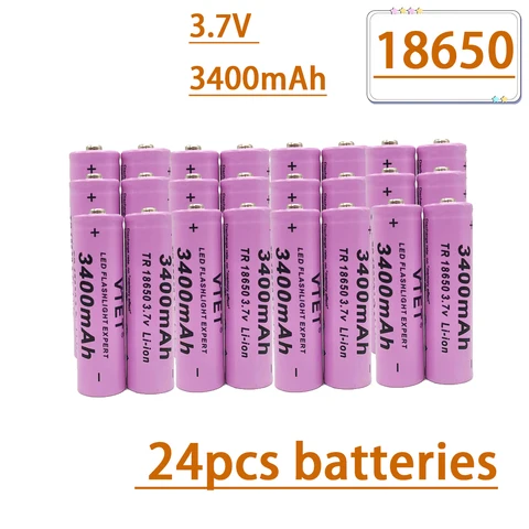 VTET 18650 Желтая перезаряжаемая литиевая батарея 3400 мАч