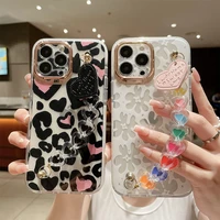 retro flowers with heart bracelet luxury fashion phone case for iphone 13 pro max 12 11 xr xs max x 7 8 plus girl back cover