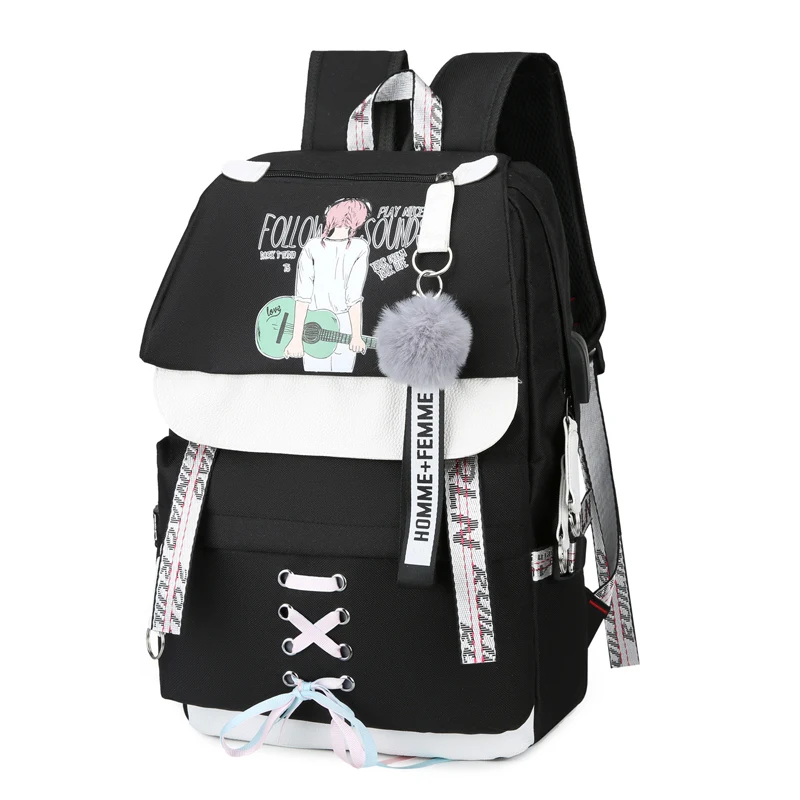 Canvas Usb School Bags Girls Teenagers Casual Women Designer Black Large Capacity Middle High College Teen Schoolbag Backpack