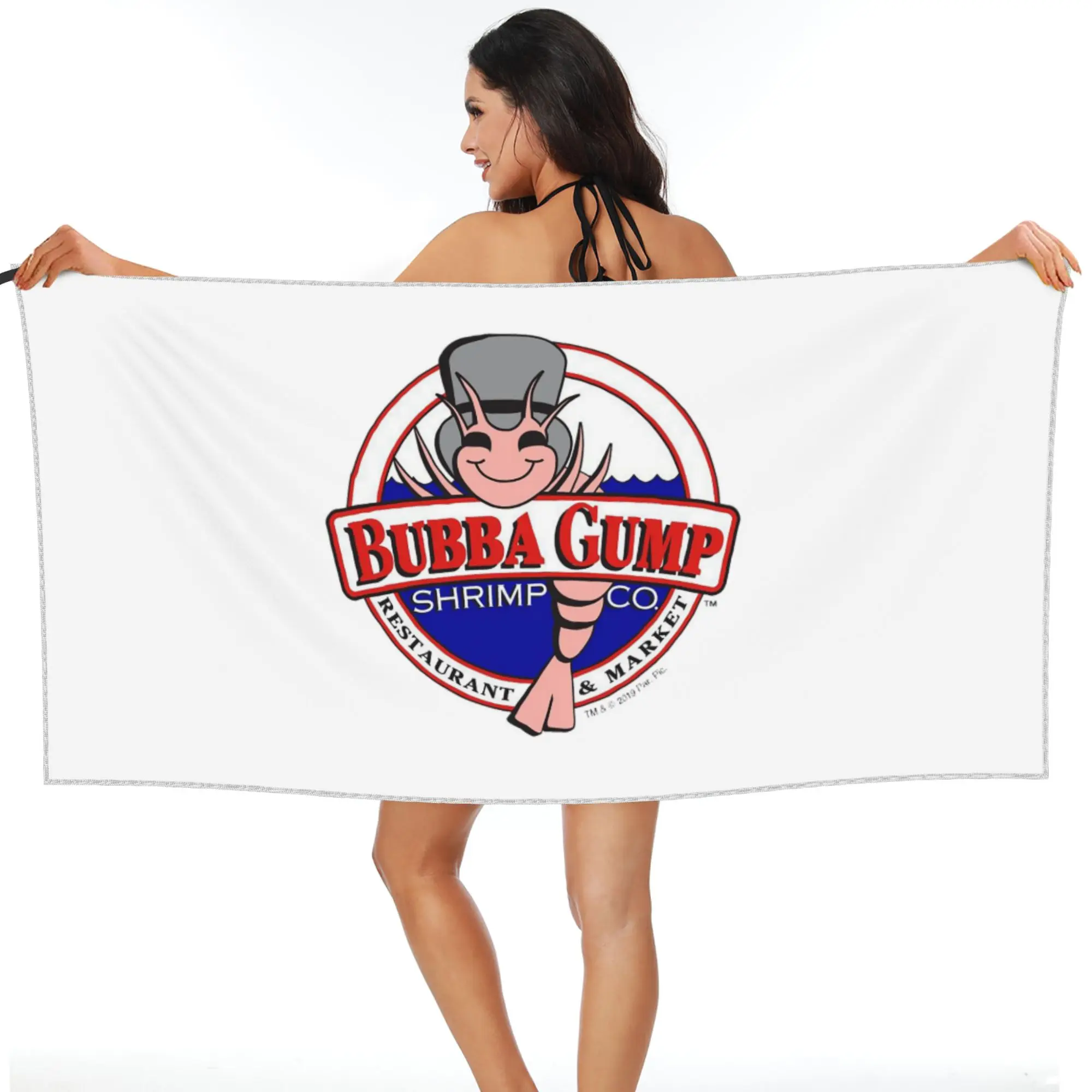 Фото Пляжное полотенце Bubba Gump Forest Shrimp Seafood из мягкого микрофибера, быстросохнущее, впитывающее, для ванной №1