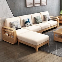 european style solid wood sofa size family office living room furniture winter and summer dual purpose apartment fabric armchair