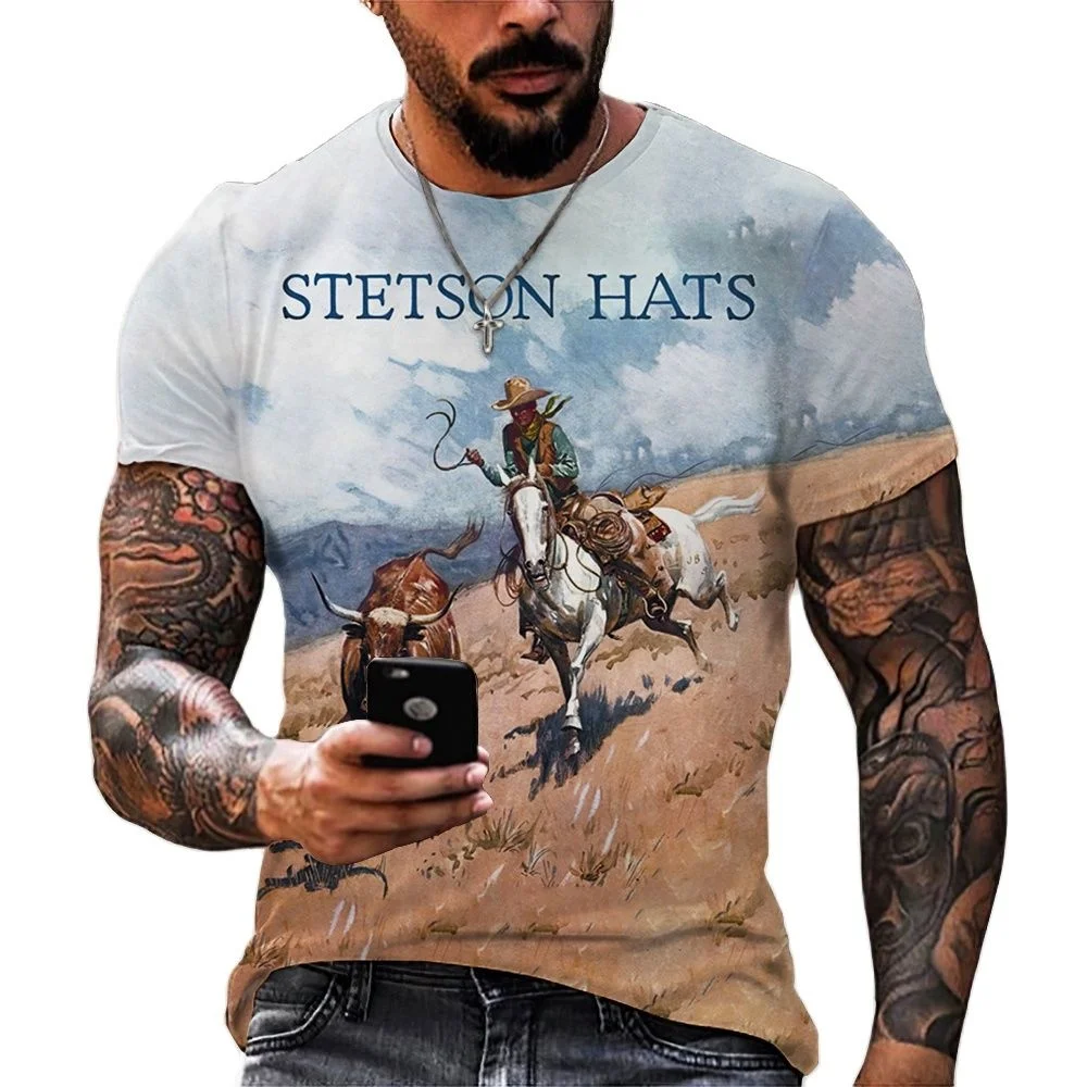 

Мужская футболка с 3D-принтом, круглым вырезом и коротким рукавом