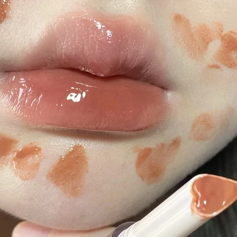 Водостойкая желеобразная зеркальная губная помада в форме сердца ручка