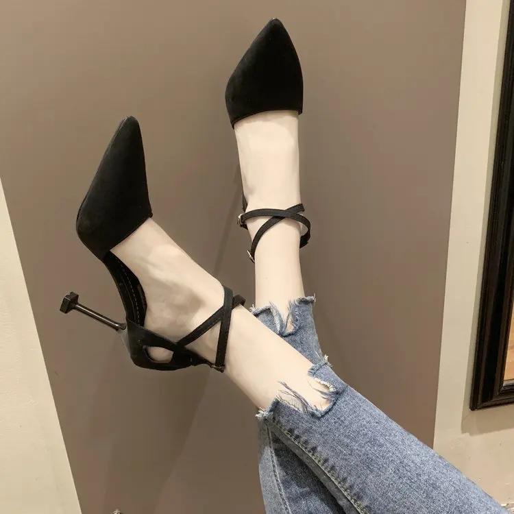 

Clear Heels High Heeled Sandals Woman 2022 Female Shoe All-Match Shallow Mouth High-heeled Pointed Comfort Girls Stiletto Sexy F