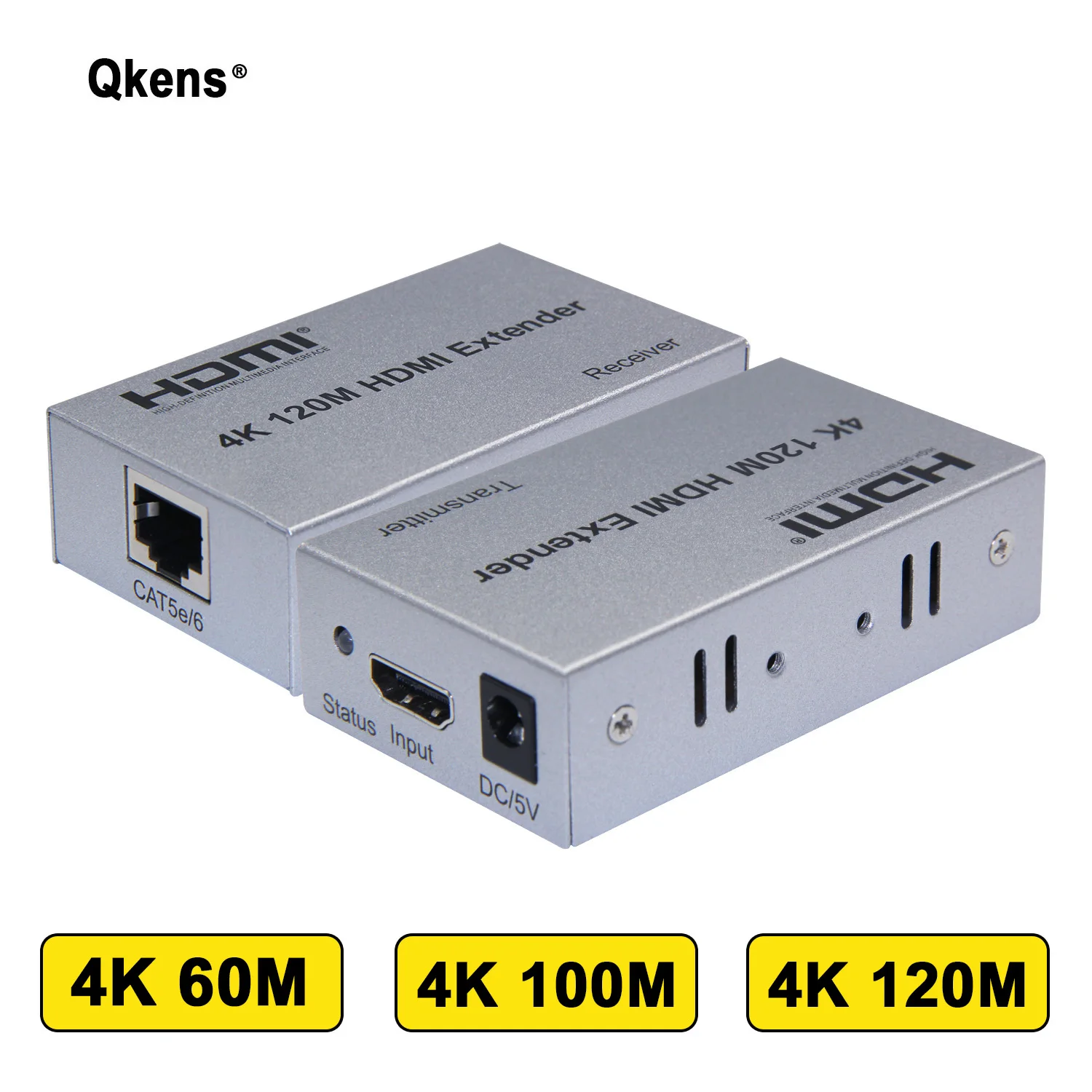 

4K 60M 100M 120M HDMI Extender To RJ45 Cat5e Cat6 Cable Audio Video Converter HDMI Ethernet Transmitter Receiver for PS4 PC TV