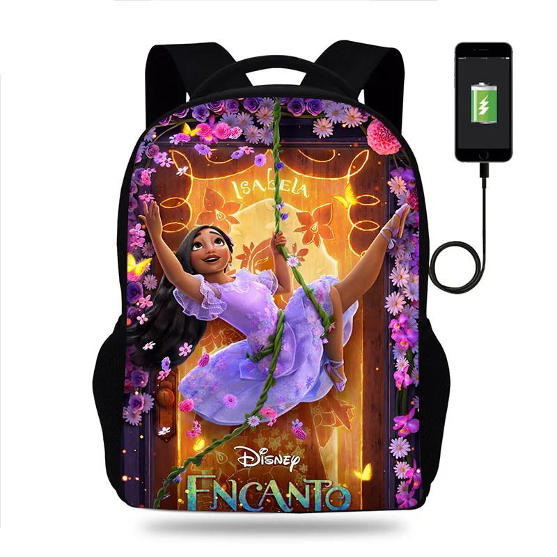 

Disney Encanto Backpack Boy Girl School Bags Children Teenager USB Charging Daily Travel Backpack Mochila