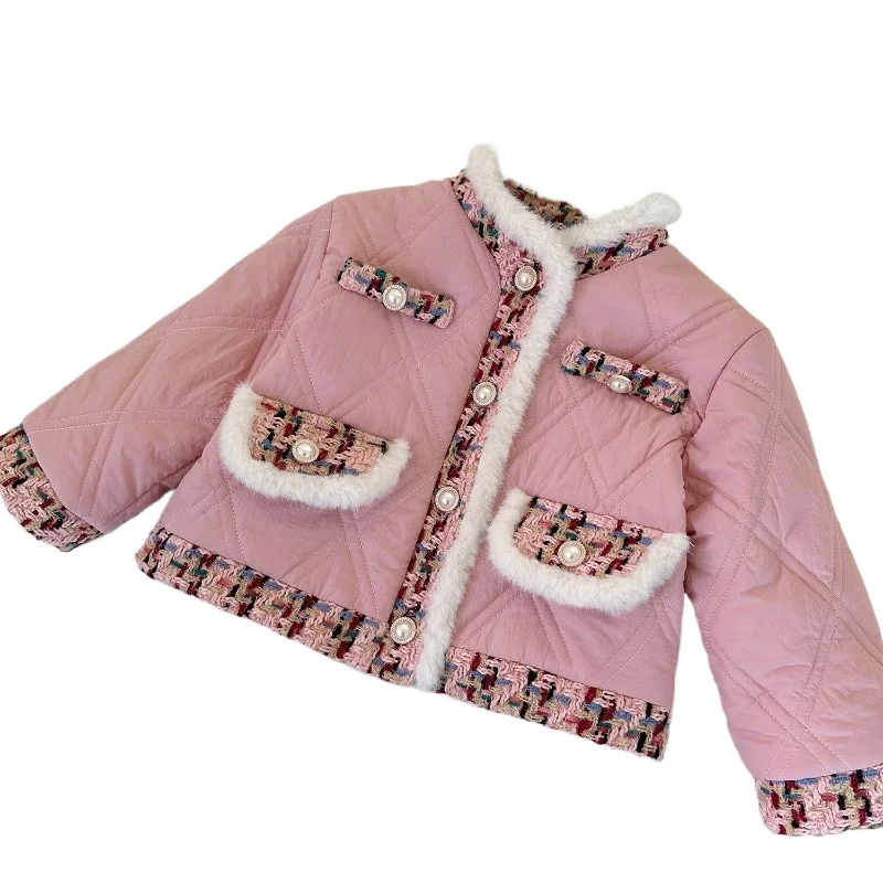 Пальто для девочек зимние флисовые толстые детские куртки плюшевая бархатная