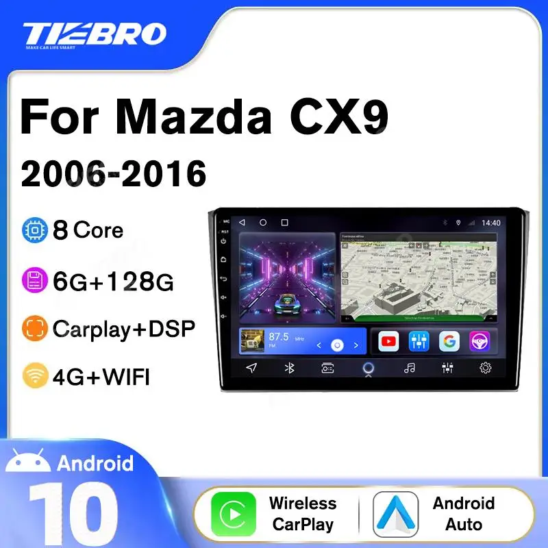 

Автомагнитола Tiebro 2DIN Android 10 для Mazda CX9 CX-9 CX 9 TB 2006-2016, автомобильное радио, GPS-навигация, Bluetooth плеер, стерео приемник