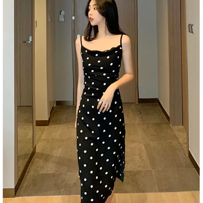 

Women's dress Polka Dot V-Neck Long Dress Sleeveless Maxi Dresses for Women 2022