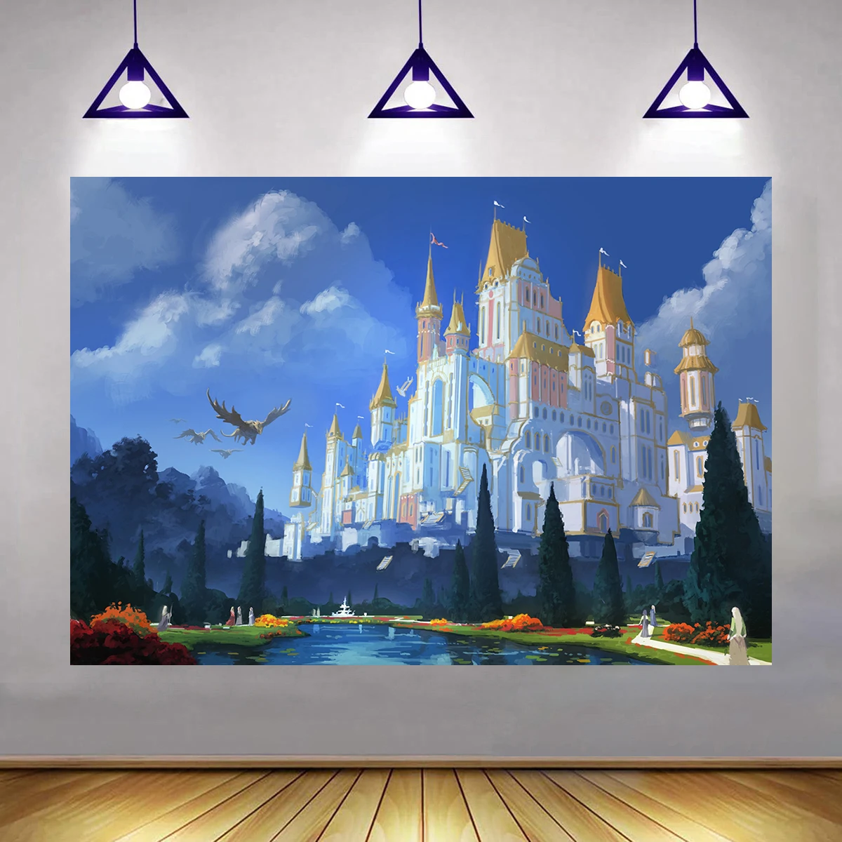 

10x6 футов Летающие птицы замок мечтательный мир с днем рождения тема Фотофон фантазия баннер декорация для комнаты облака