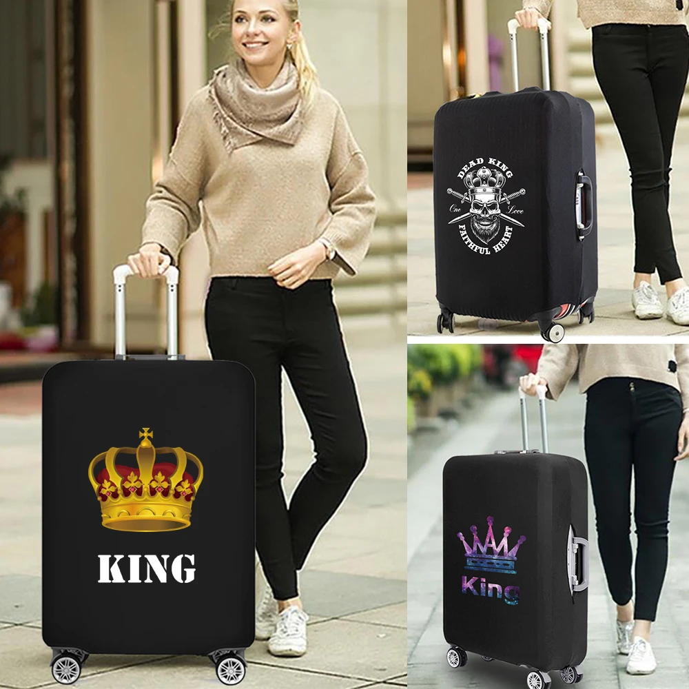 King Pattern Thicken Suitcase Protective Covers for 18-32 Inch Suitcase Suitcase Travel Bag Trolley Elastic Luggage Dust Cover