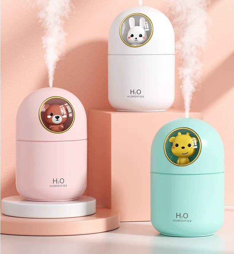 Lovely Cartoon Rabbit Bear Air Humidifier Aromatherapy USB Ultrasonic Cool Mist Aroma Car Diffuser freshener Colorful LED Light