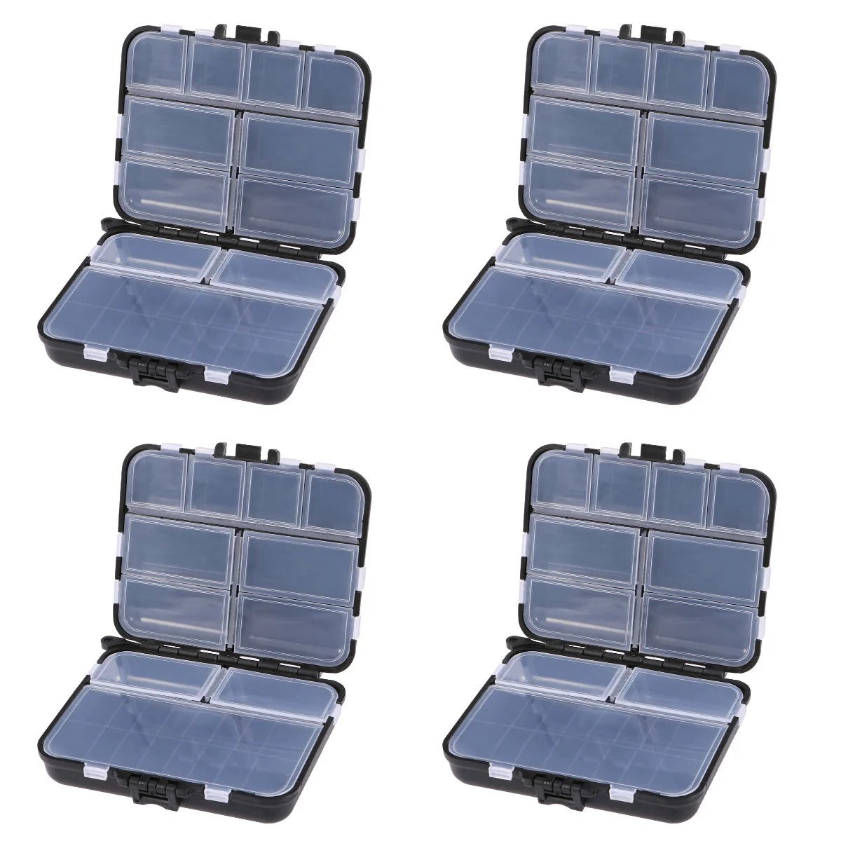 

4pcs Multifunctional Fishing Tackle Box Men Professional Fishing Equipment Fishing Tool Organizer (Black)