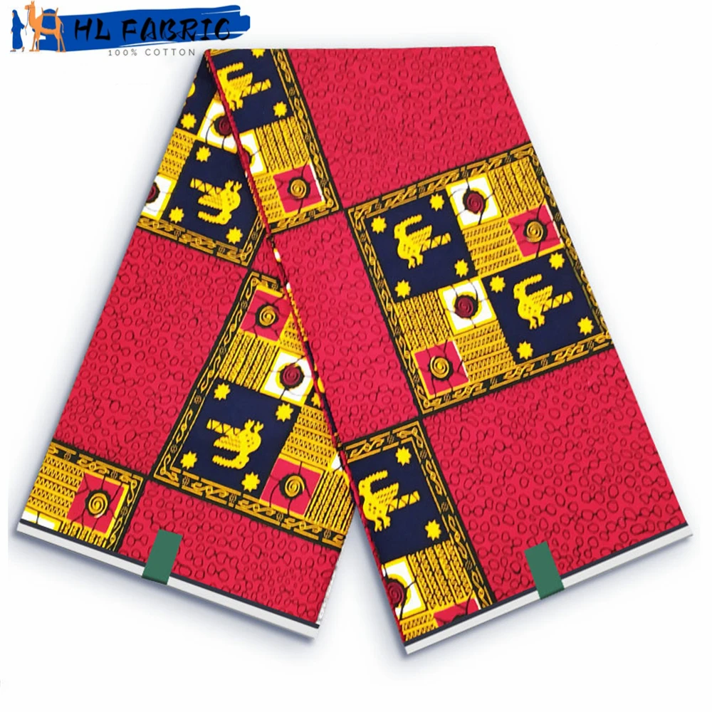 

Африканская восковая Ткань 6 ярдов, настоящий воск в нигерийском стиле, квадратная ткань, Голландская Ткань, 100% хлопок для шитья