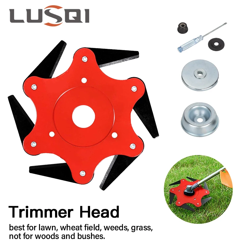LUSQI 65MM Universal Manganese Steel Brush Cutter Blade 6 Teeth Grass Trimmer Head Replacement Weeding Garden Tools