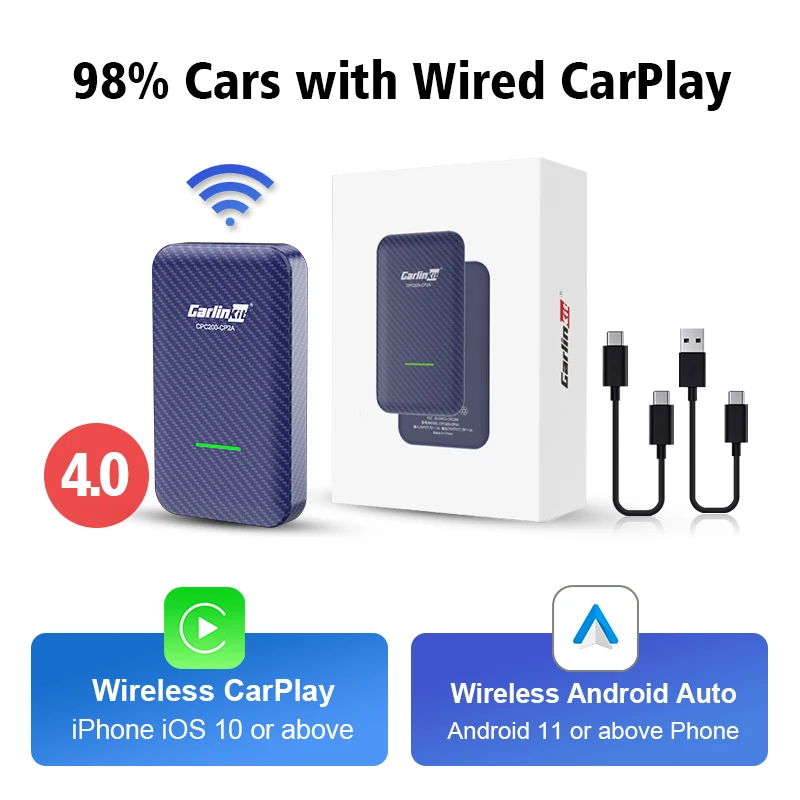 

LoadKey & Carlinkit 4.0 Беспроводной адаптер CarPlay Android Auto для Toyota Volkswagen Audi Kia Volvo Nissan Benz Wi-Fi BT