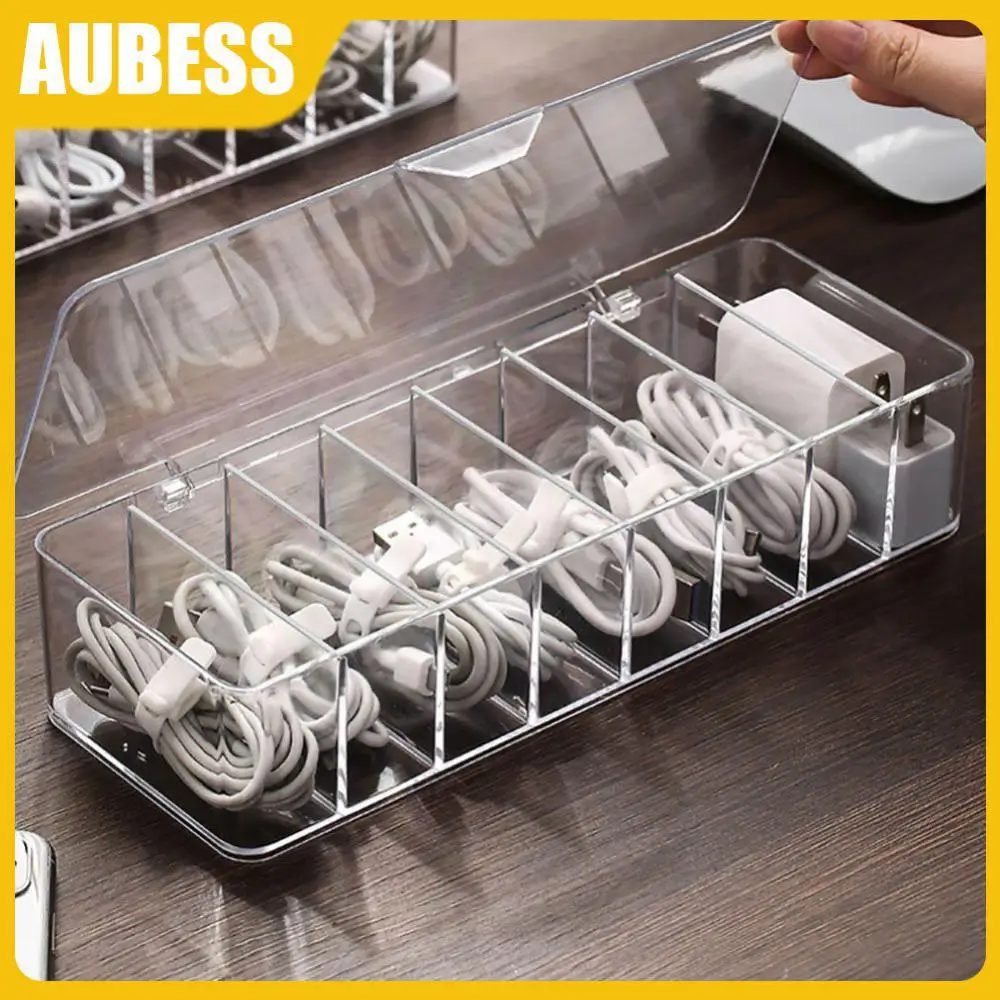 

Transparent Storage Box Hub Dustproof 8 Cells Charging Cable Power Cord Buckle Material Phone Accessories Portable Sorting Box